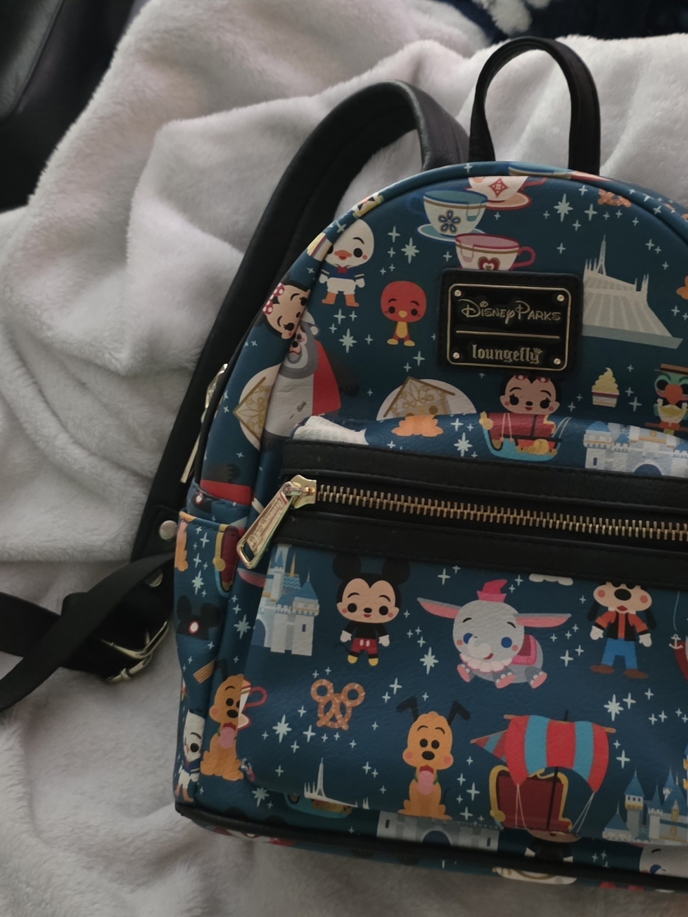 Loungefly Teal Disney Parks Character Mini Backpack with Gold Hardware